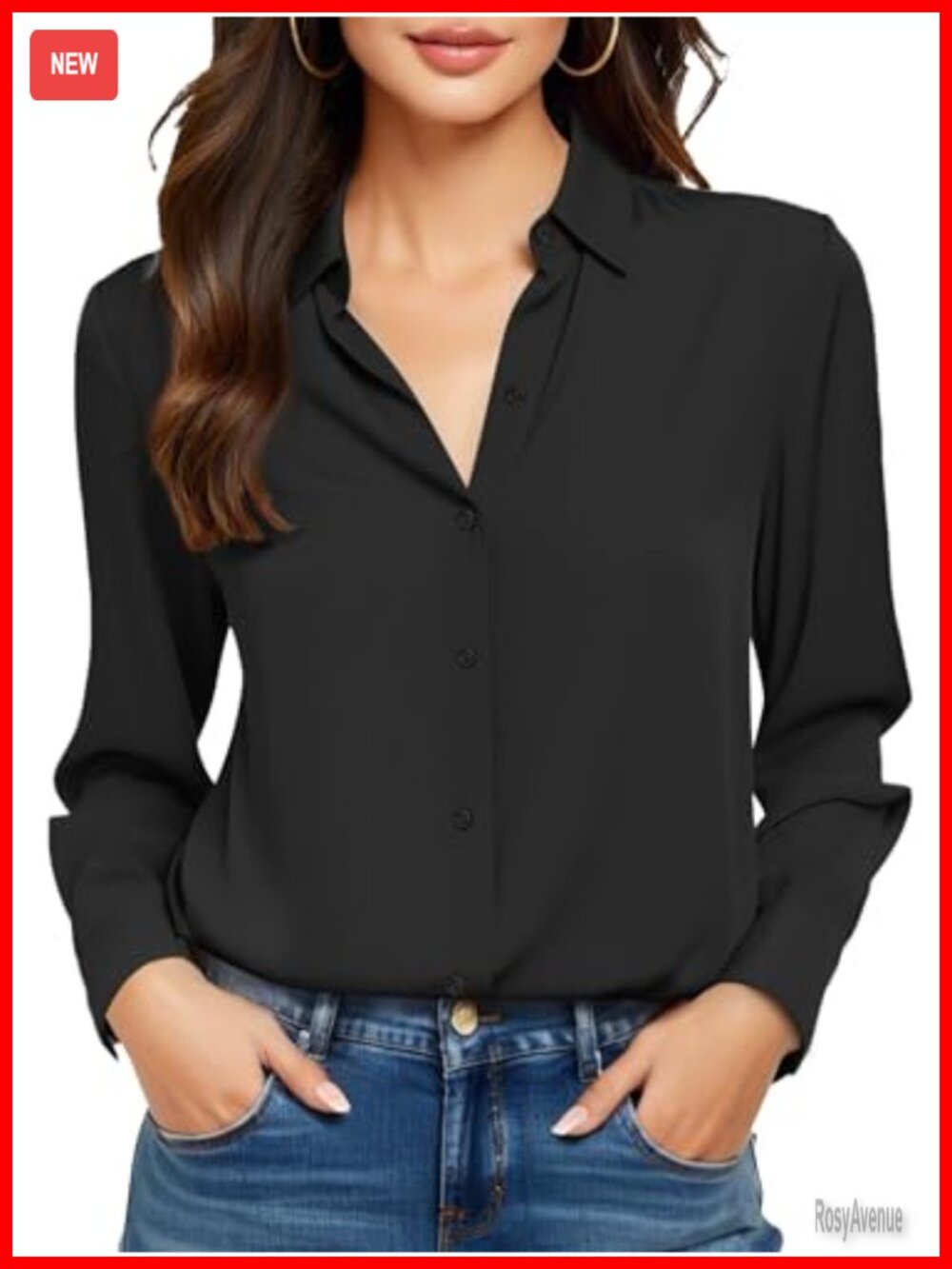 Womens Non-Iron Wrinkle-Free Button Down Long Sleeve Dress Shirt